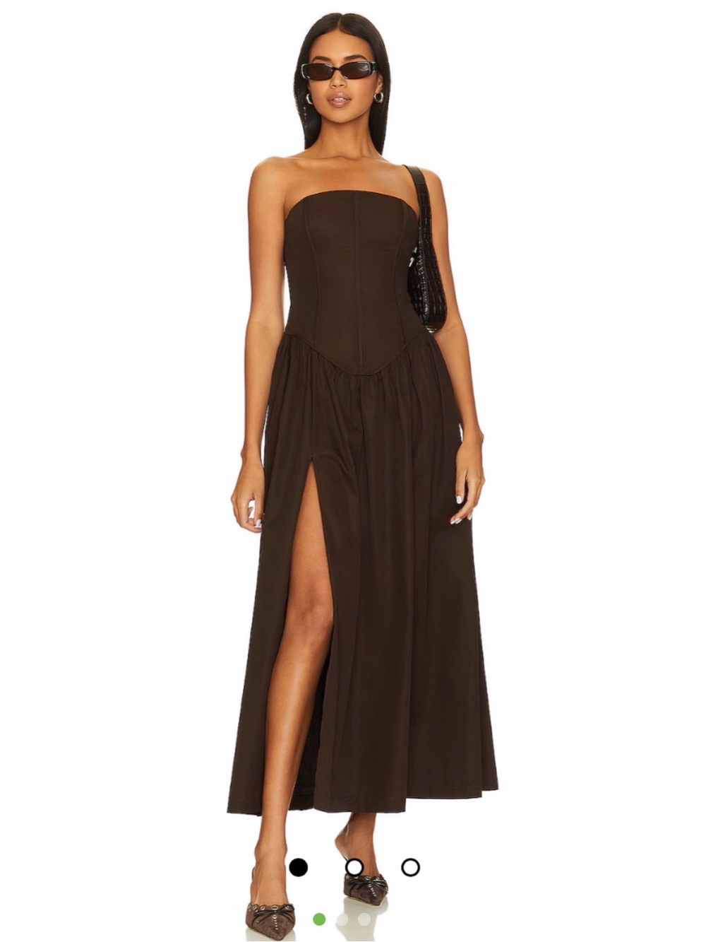 LPA Strapless Brown Maxi Dress with Side Slit
